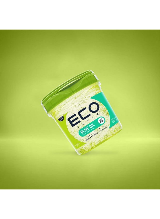 Eco Style Gel Olive Oil Styling - Adds Shine and Tames Split Ends - Delivers Moisture to Scalp - Nourishes And Repairs - Provides Weightless and Superior Hold - Ideal for all Hair - 8 oz