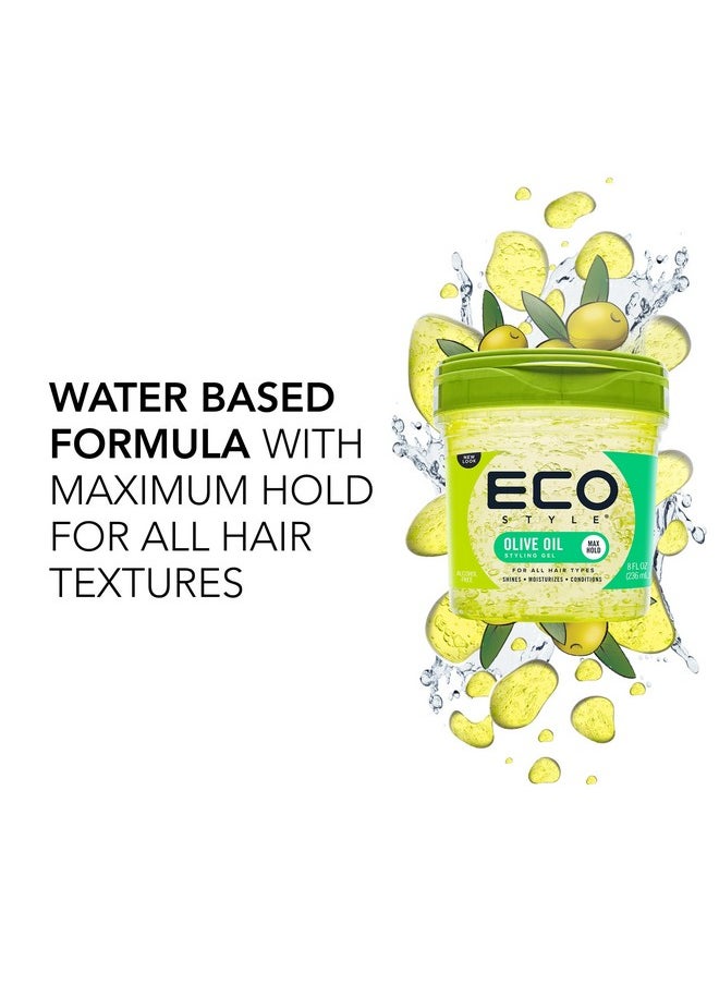 Eco Style Gel Olive Oil Styling - Adds Shine and Tames Split Ends - Delivers Moisture to Scalp - Nourishes And Repairs - Provides Weightless and Superior Hold - Ideal for all Hair - 8 oz