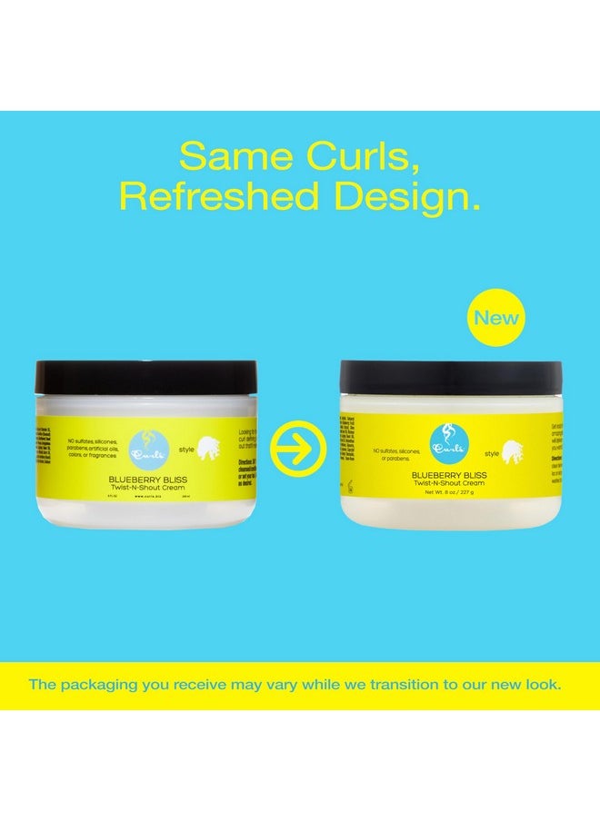 Curls Blueberry Bliss Twist-N-Shout Cream - 8 oz, for the Perfect Twist Outs and Braid Outs, for All Natural Types, Adds Sheen, Moisture, and Definition to Hair