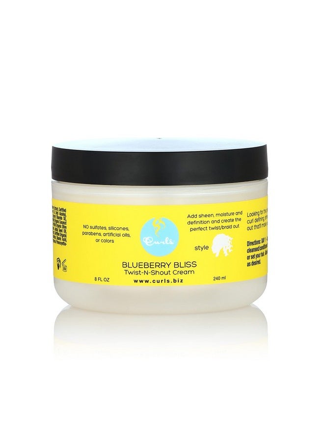 Curls Blueberry Bliss Twist-N-Shout Cream - 8 oz, for the Perfect Twist Outs and Braid Outs, for All Natural Types, Adds Sheen, Moisture, and Definition to Hair
