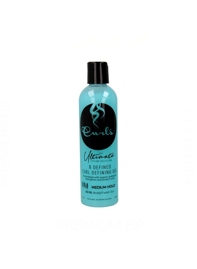 Curls The Ultimate Styling Collection B Defined Defining Gel (Medium Hold) - Textured and Dull Hair - Strengthens and Adds Shine, 8 Ounces, BLUE