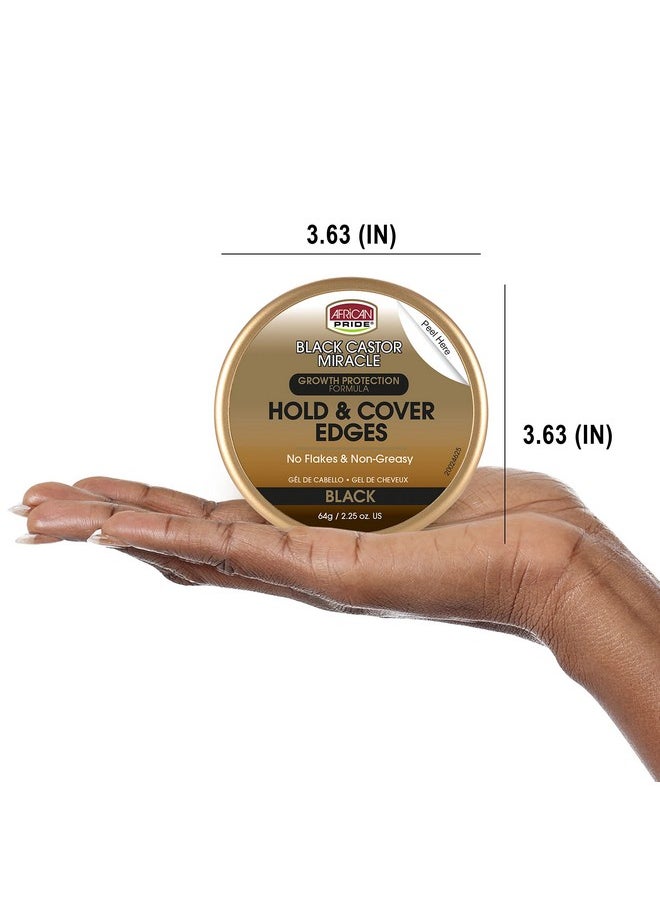 African Pride Black Castor Miracle Hold & Cover Edges - Slicks and Controls, Fills Thinning Areas, With Black Castor Oil & Coconut Oil, 2.25 oz