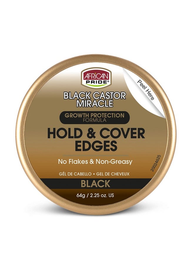 African Pride Black Castor Miracle Hold & Cover Edges - Slicks and Controls, Fills Thinning Areas, With Black Castor Oil & Coconut Oil, 2.25 oz