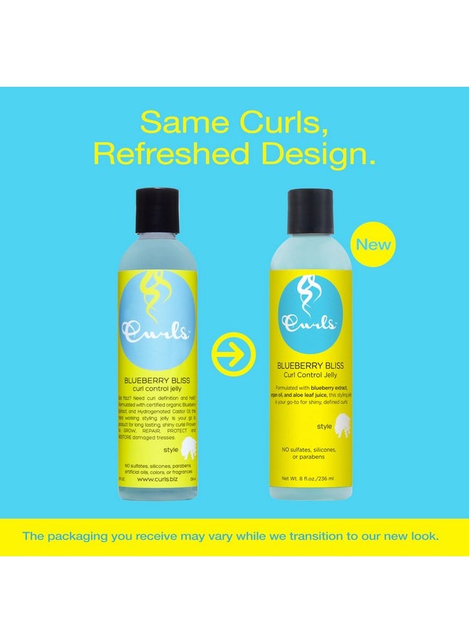 Curls Blueberry Bliss Control Jelly - 8 oz, Define & Defrizz, Wash and Go's, Twist Outs & Braid Outs, for Wavy, Curly, and Coily Hair Types
