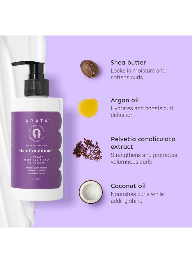 Arata Advanced Curl Care Hair Conditioner (300 Ml) | Rinse-Out Conditioner With Shea Butter, Argan Oil, Almond Oil & Pelvetia Canaliculata | Ultimate Hydration & Easy Detangling,1 Count
