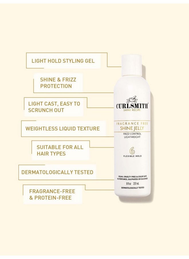 CURLSMITH - Shine Jelly, Light Hold Styling Gel with Frizz Protection, Sensitive, Fragrance Free, For All Curl and Hair Types, Vegan (8 fl oz)