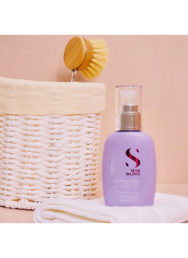 Alfaparf Milano Semi di Lino Smooth Smoothing Cream for Frizzy and Rebel Hair - Controls Frizz - Protects from Heat and Humidity - Straightens and Hydrates Unruly Hair, 4.23 fl. oz.