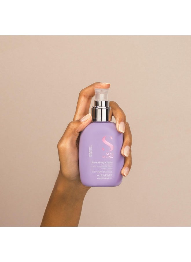 Alfaparf Milano Semi di Lino Smooth Smoothing Cream for Frizzy and Rebel Hair - Controls Frizz - Protects from Heat and Humidity - Straightens and Hydrates Unruly Hair, 4.23 fl. oz.