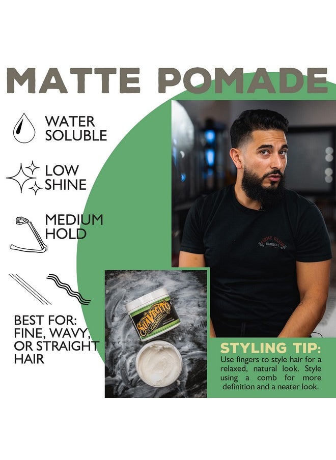 Suavecito Pomade Matte (No Shine) Formula 4 oz, 3 Pack - Medium Hold Hair Pomade For Men - Matte Hair Paste For Natural Texture Hairstyles