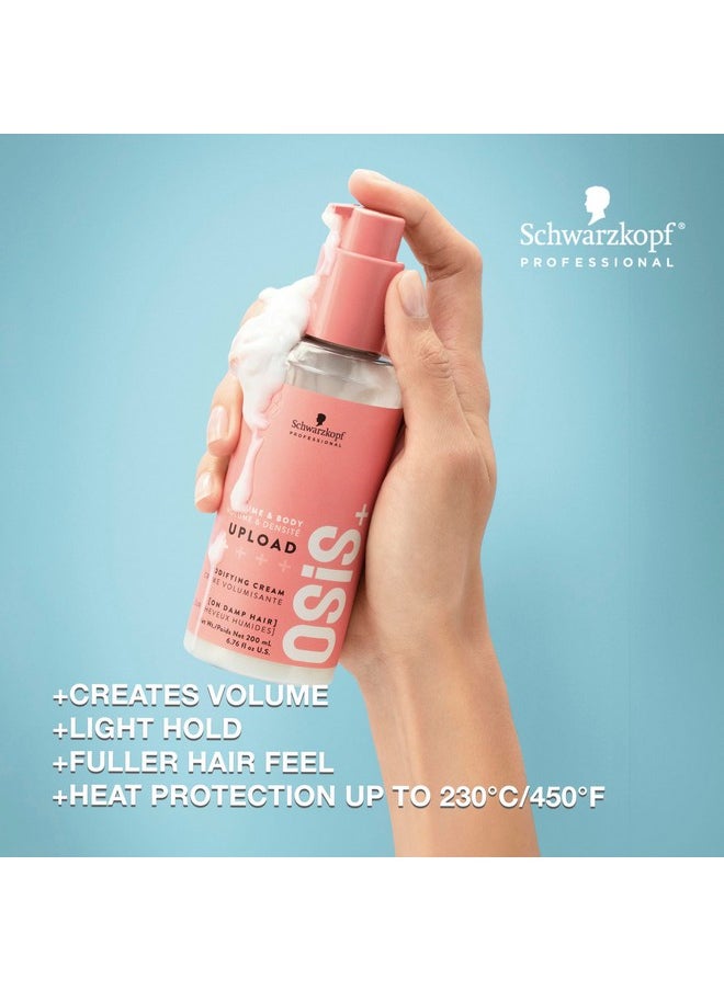OSiS+ Upload Volume Cream - Lightweight Volumizing Hair Treatment - Conditioning Style Control and Volume Effect - Blow Dry Heat Protection, 6.75 oz