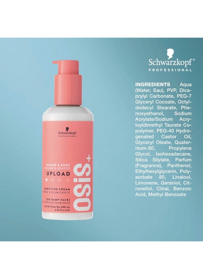 OSiS+ Upload Volume Cream - Lightweight Volumizing Hair Treatment - Conditioning Style Control and Volume Effect - Blow Dry Heat Protection, 6.75 oz