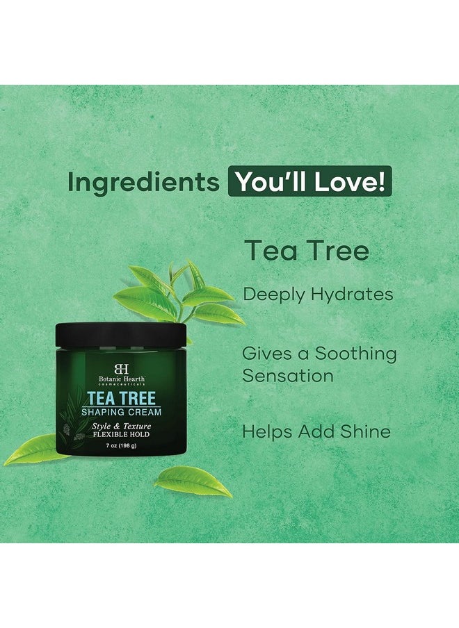 Botanic Hearth Tea Tree Shaping Cream, Hair Styling Cream with Collagen & Biotin - Style & Texture, Strong & Flexible Hold, for All Hair Types - Men and Women - Made in USA - 7 oz