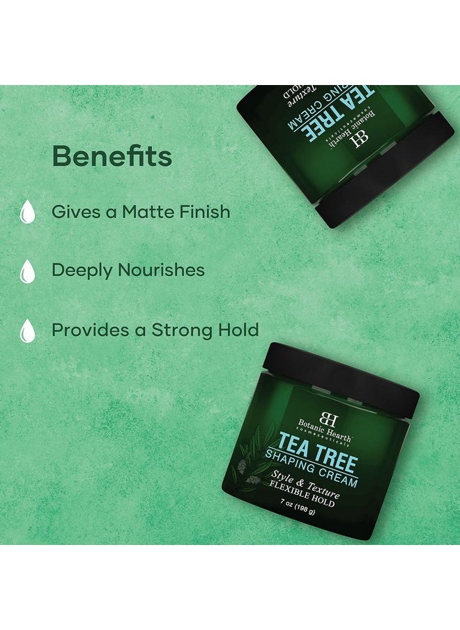 Botanic Hearth Tea Tree Shaping Cream, Hair Styling Cream with Collagen & Biotin - Style & Texture, Strong & Flexible Hold, for All Hair Types - Men and Women - Made in USA - 7 oz