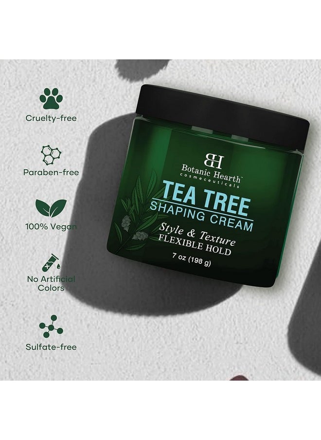 Botanic Hearth Tea Tree Shaping Cream, Hair Styling Cream with Collagen & Biotin - Style & Texture, Strong & Flexible Hold, for All Hair Types - Men and Women - Made in USA - 7 oz