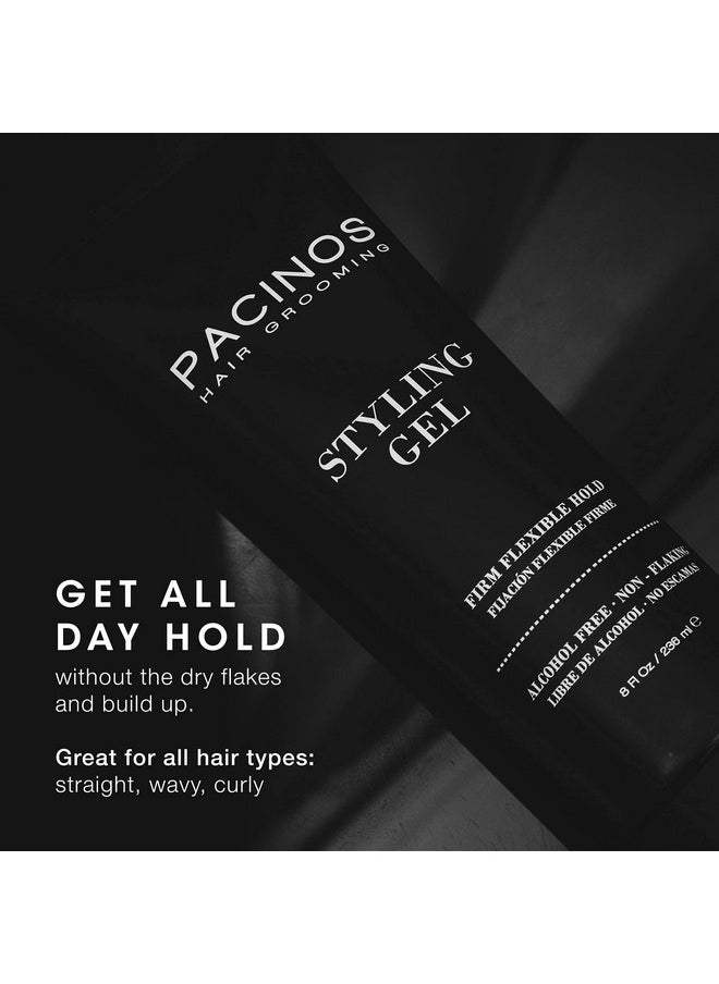 Pacinos Styling Gel - Medium Shine All Day Hold, Conditions and Moisturizes Hair while Adding Volume and Texture, No Dry Flakes or Residue, All Hair Types, 8 fl. oz.