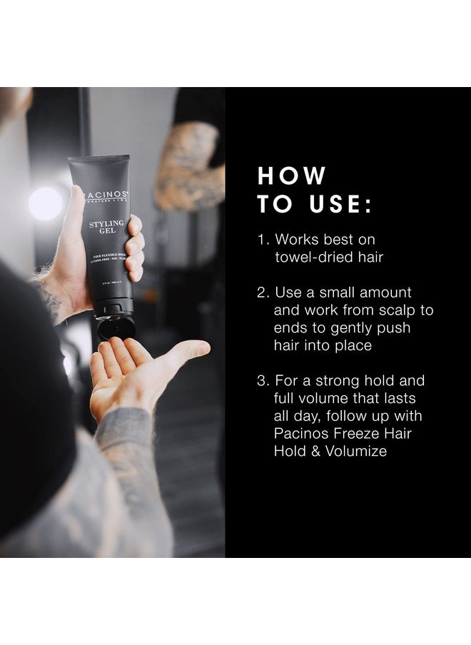 Pacinos Styling Gel - Medium Shine All Day Hold, Conditions and Moisturizes Hair while Adding Volume and Texture, No Dry Flakes or Residue, All Hair Types, 8 fl. oz.