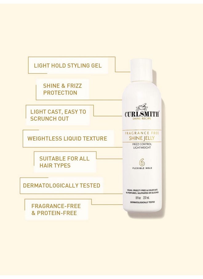 CURLSMITH - Shine Jelly, Light Hold Styling Gel with Frizz Protection, Sensitive, Fragrance Free, For All Curl and Hair Types, Vegan (2 fl oz)