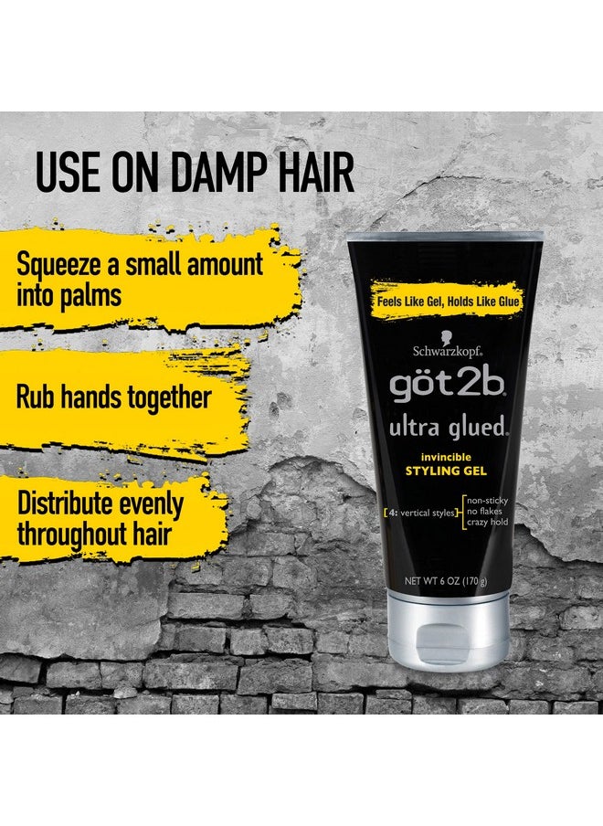 Got2B Ultra Glued Invincible Styling Gel 2 - 6 oz tubes + 1 Travel 1.25 oz tube