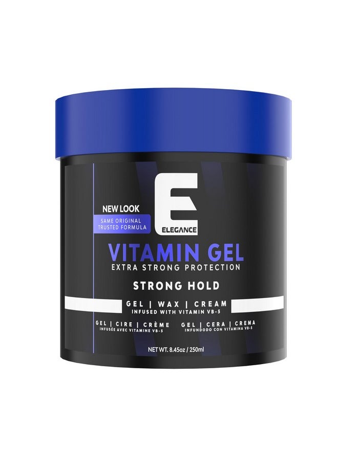 Elegance Vitamin Gel, 8.45 Oz, Infused with Vitamin Pro-VB-5, Strong Hold Gel, Maximum Hair Protection and Natural Long Lasting Shine