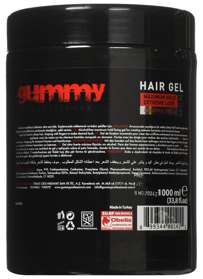 Gummy Alcohol Free Hair Gel, Red, 33.81 Ounce 1000 ml