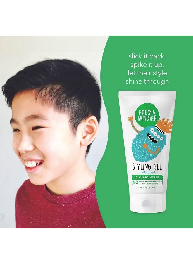 Fresh Monster Kids Hair Styling Gel, Medium Hold Alcohol-Free, Natural Hair Gel for Kids & Toddlers (6oz.)