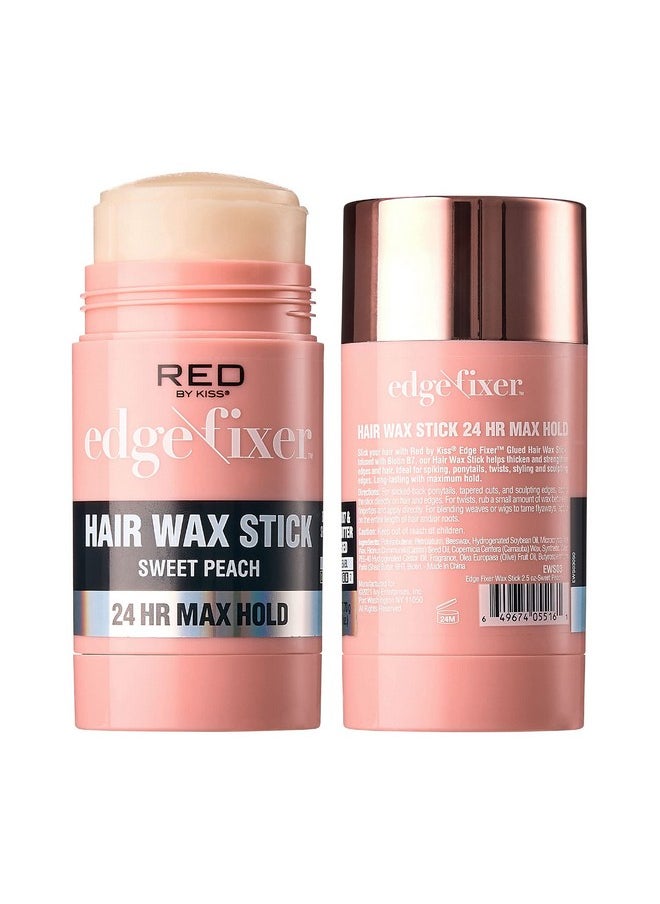 Red by Kiss Hair Wax Stick 24HR Max Hold Edge Fixer Edge Control Pomade Non-Sticky, Non-Oily Flake Free Hair Styling Wax (Sweet Peach)
