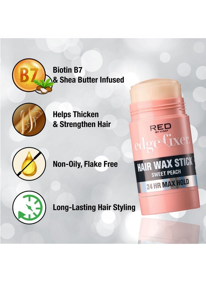 Red by Kiss Hair Wax Stick 24HR Max Hold Edge Fixer Edge Control Pomade Non-Sticky, Non-Oily Flake Free Hair Styling Wax (Sweet Peach)