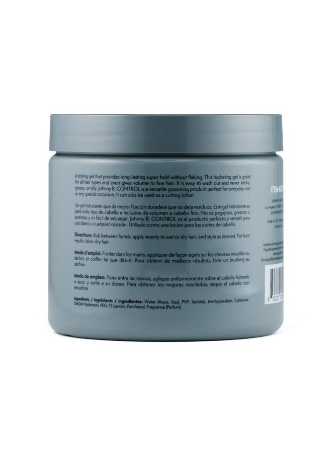 JOHNNY B. Control Alcohol-Free Hair Styling Gel, Strong Hold, All Hair Types 16 oz.