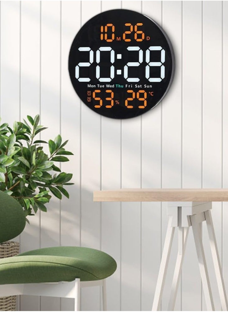 Digital Wall Clock Large Display, 10 Inch Large Wall Clocks, Led Digital Clock With Remote Control, Automatic Brightness Dimmer Big Clock With Date Week Temperature
