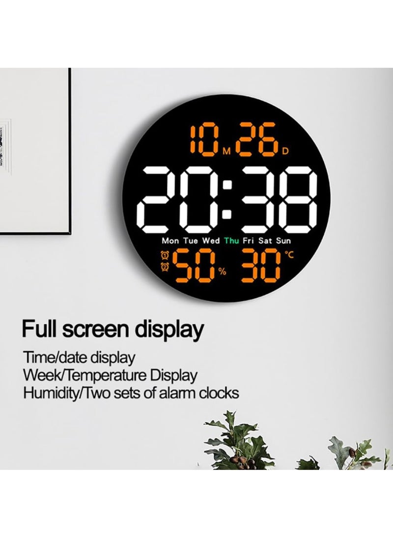 Digital Wall Clock Large Display, 10 Inch Large Wall Clocks, Led Digital Clock With Remote Control, Automatic Brightness Dimmer Big Clock With Date Week Temperature