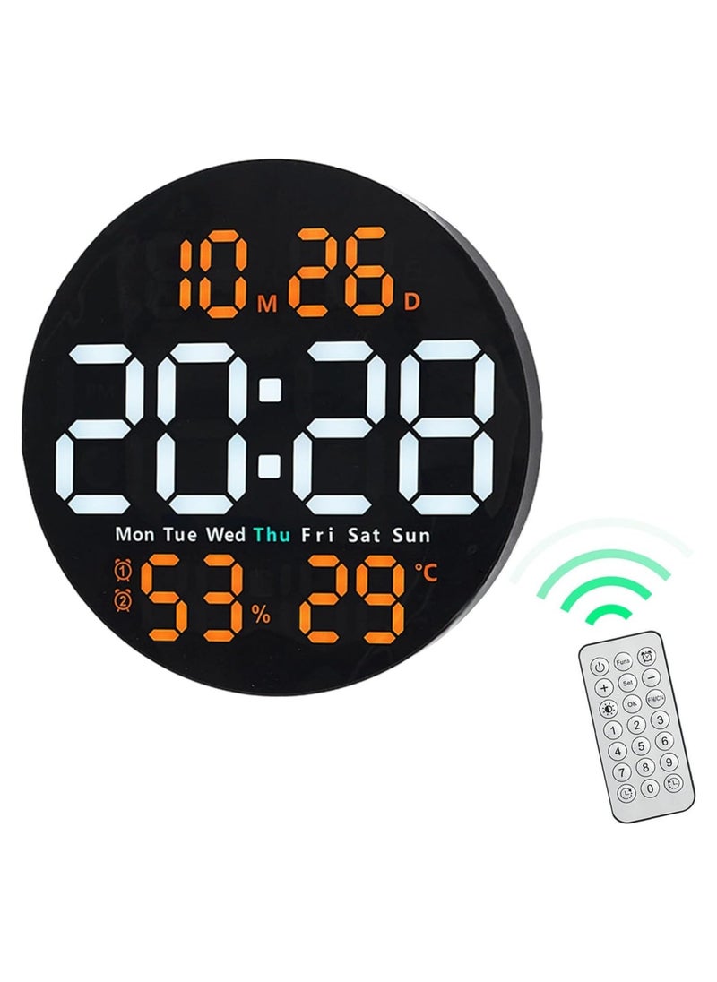Digital Wall Clock Large Display, 10 Inch Large Wall Clocks, Led Digital Clock With Remote Control, Automatic Brightness Dimmer Big Clock With Date Week Temperature
