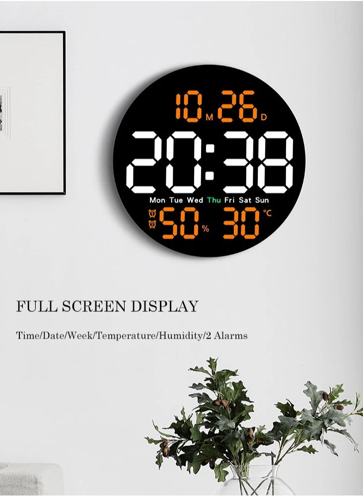 Digital Wall Clock Large Display, 10 Inch Large Wall Clocks, Led Digital Clock With Remote Control, Automatic Brightness Dimmer Big Clock With Date Week Temperature