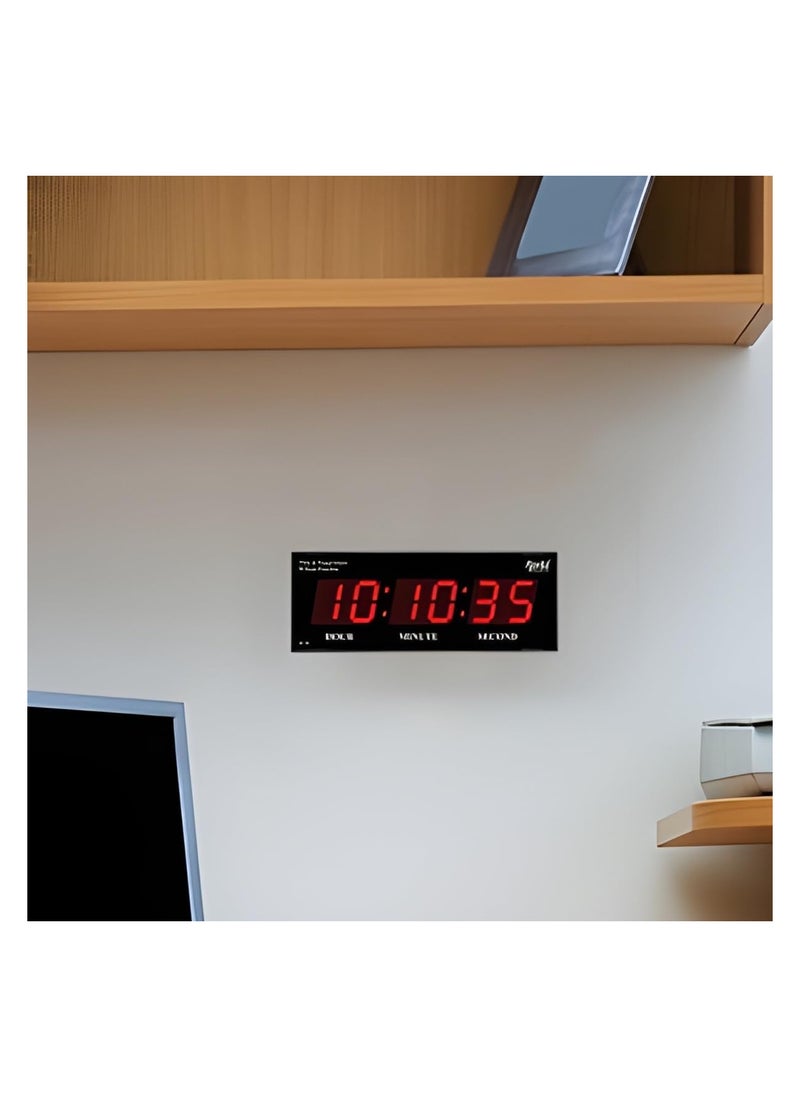 Ajanta Quartz Digital Wall Clock for Home and Office Red Plastic 36W x 14H CM