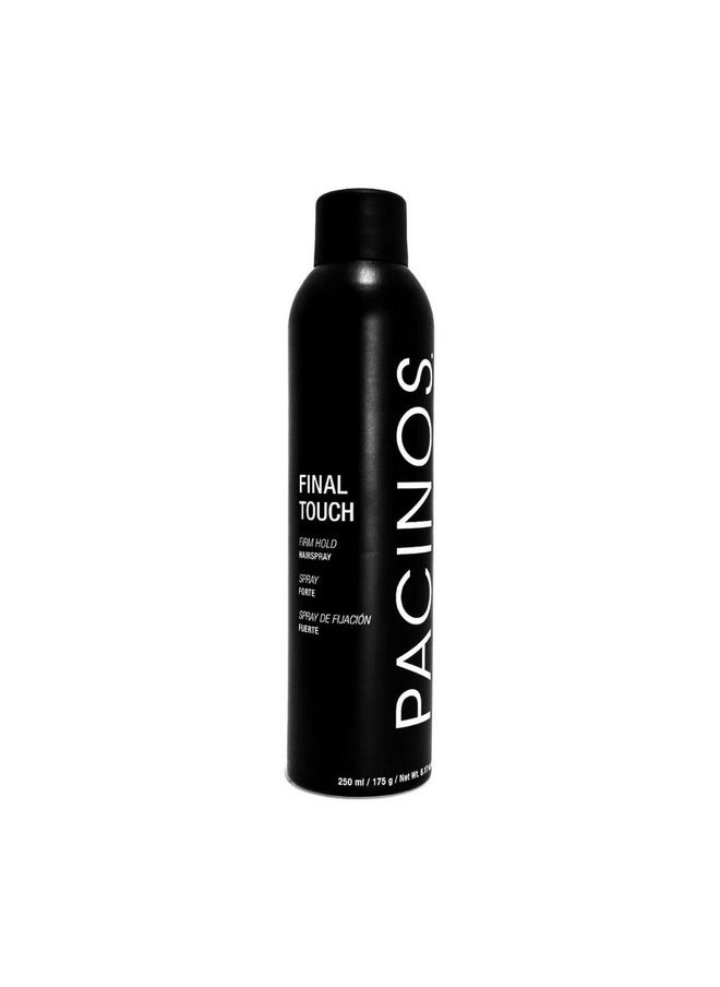 Pacinos Final Touch Hairspray, Anti-Frizz, Firm Hold, Flexible, Fast Drying and Flake Free Aerosol, Add Volume, Texture and Strength to your Hairstyle, Works Against Wind, Moisture and Humidity