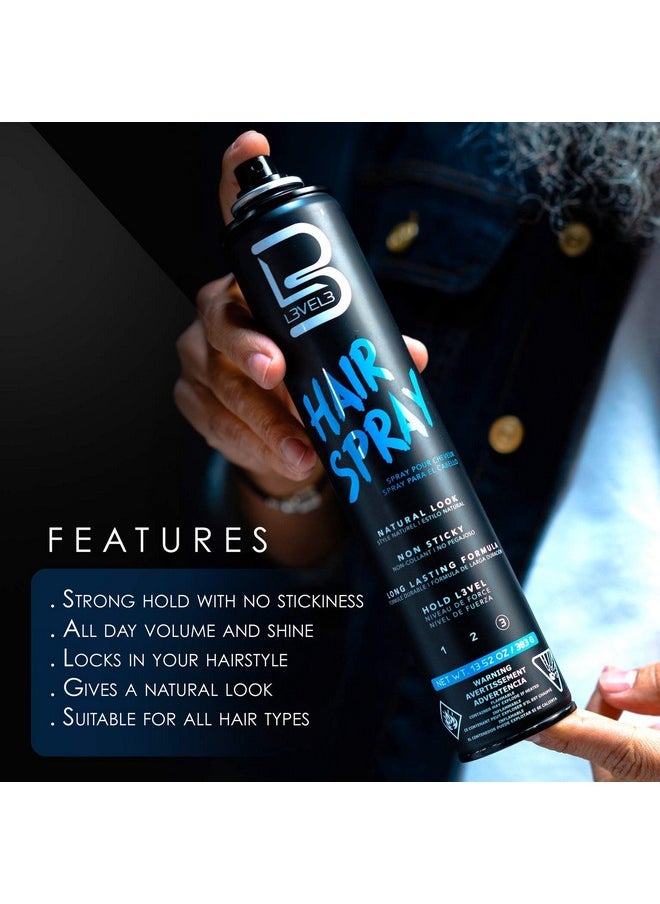 L3 Level 3 Hair Spray - Long Lasting and Strong Hold Hair Spray - Great for Men and Women - Level Three - Suitable for All Hair Types