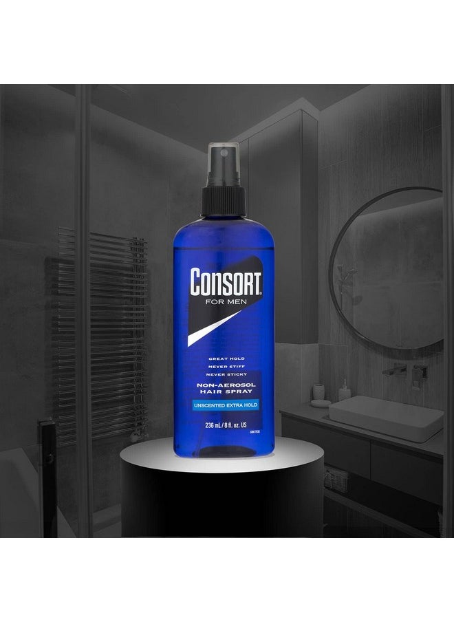 Consort Hair Spray 8 Ounce Unscented Extra Hold Pump Non-Aero (236ml) (3 Pack)