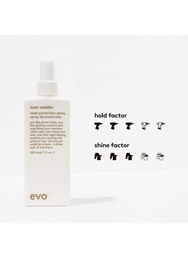 EVO Icon Welder Heat Protection Spray - Leave-In Heat Protectant - Provides Style Support & Adds Shine - 200ml / 6.8fl.oz