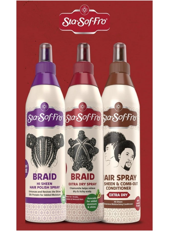 Sta-Sof-Fro Hair & Scalp Spray Comb Out Conditioner with Lanolin, Extra Dry, 8 fl oz, Brown