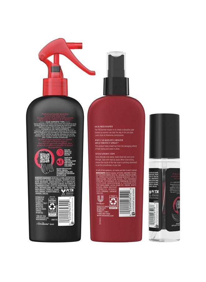 TRESemmé Expert Keratin Smooth Hair Care Set - Heat Protection Spray, Shine Serum with Marula Oil, and Thermal Leave-in Spray, Anti-Frizz Products (3 Piece Set)