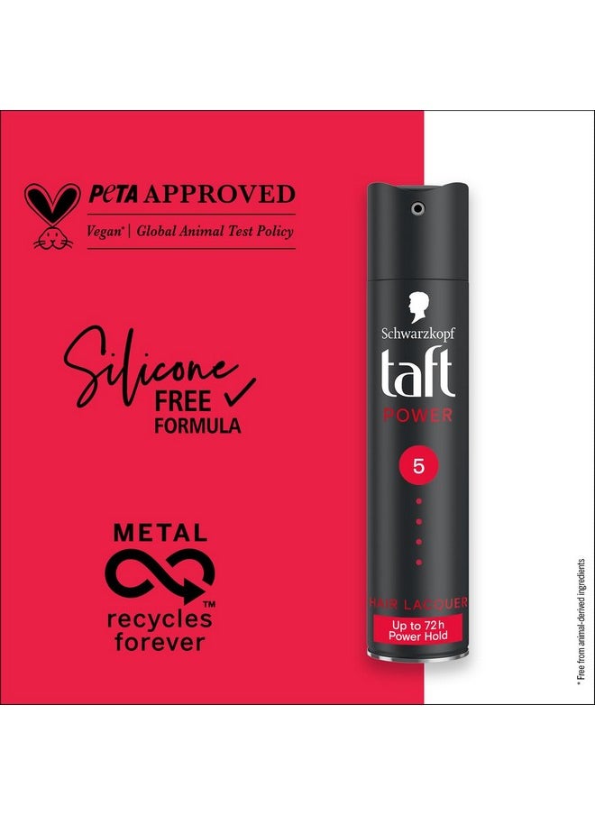 Schwarzkopf Taft Power Hair Lacquer, Caffeine Power Formula for 72 hour hold, Hold 5 with no stickiness