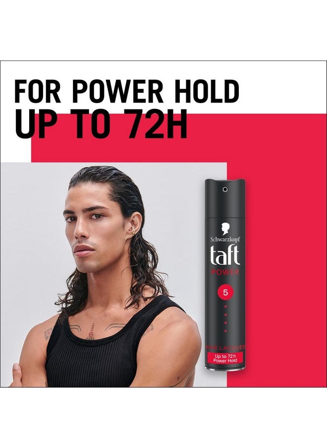Schwarzkopf Taft Power Hair Lacquer, Caffeine Power Formula for 72 hour hold, Hold 5 with no stickiness