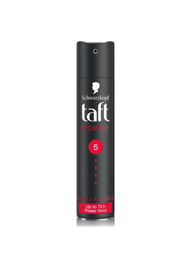 Schwarzkopf Taft Power Hair Lacquer, Caffeine Power Formula for 72 hour hold, Hold 5 with no stickiness