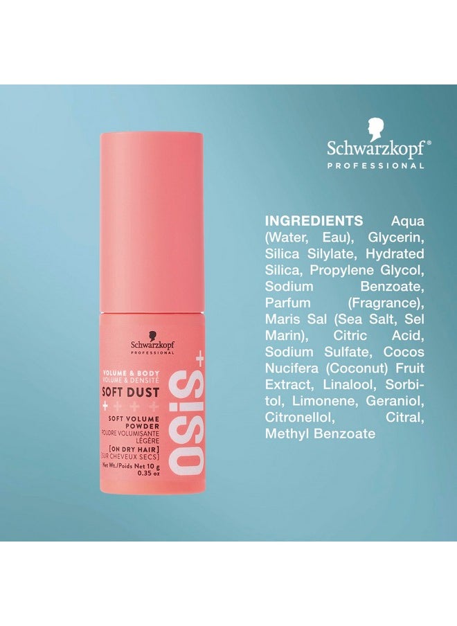 OSiS+ Soft Dust - Volume Spray Powder for Root Lift, Subtle Texture and Natural Shine - Lightweight Volumizing and Texturizing Powder - Light Weight Treatment, 0.35 oz