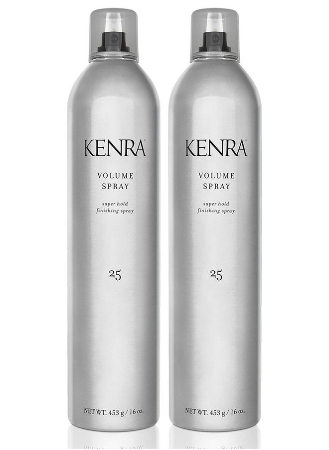 Kenra Volume Spray 25 50% | Super Hold Finishing & Styling Hairspray | Flake-free & Fast-drying | Wind & Humidity Resistance | All Hair Types | 16 oz (2-Pack)