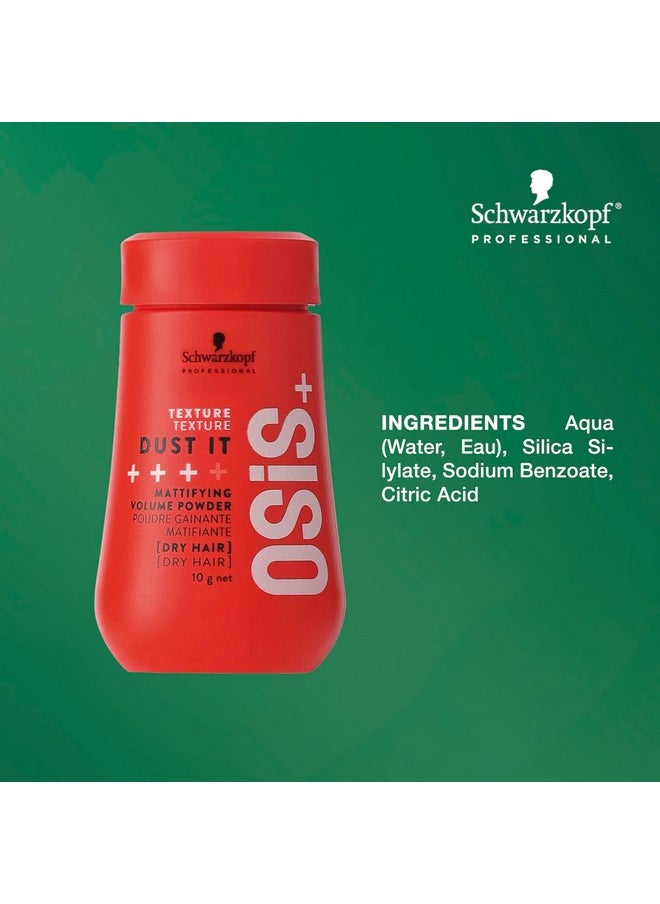 OSiS+ Dust It - Mattifying Volume Powder - long-lasting Hold, Strong Control and Separation - Matte Effect Texturizer Product for Wild Hair Styling and Volumizing, 0.35 oz