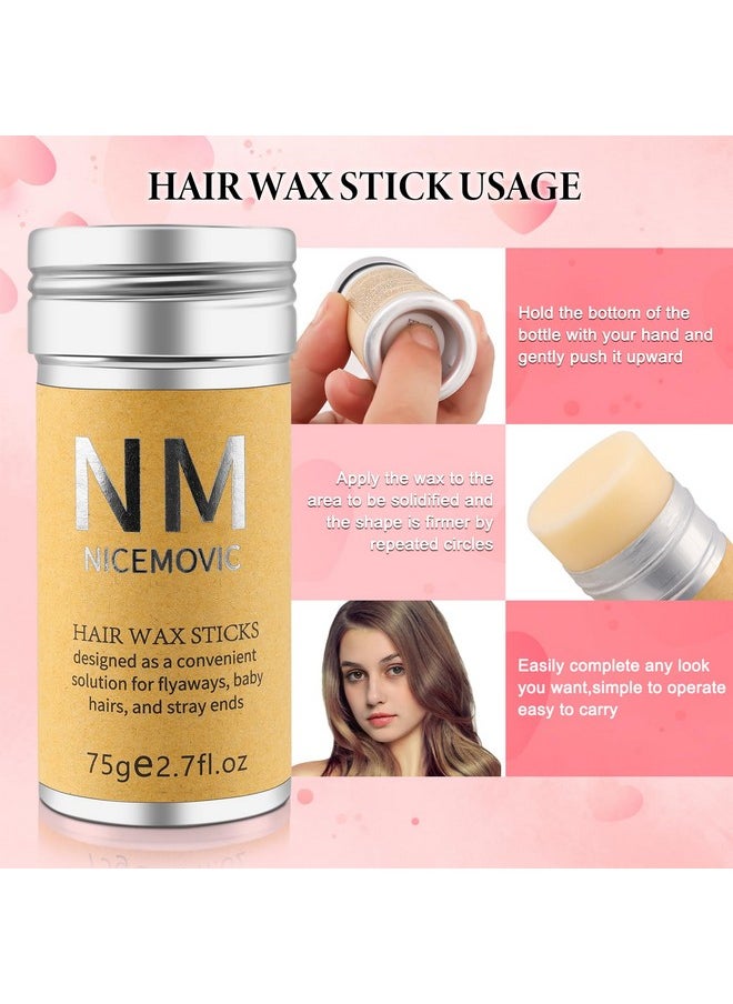Slick Back Hair Brush Wax Stick Set for Flyaways Hair Accessories for Women Girl Teen Girls Trendy Stuff, Hair Styling Tools Baby Hair Gel, Christmas/Birthday Gifts Stocking Stuffers for Women Kids