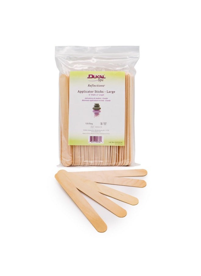 Dukal Large Wooden Wax Sticks - Body Hair Removal Applicator for Waxing, ¾” x 6” (Pack of 100)