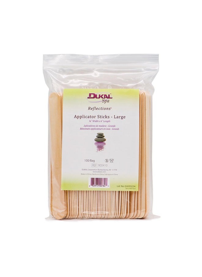 Dukal Large Wooden Wax Sticks - Body Hair Removal Applicator for Waxing, ¾” x 6” (Pack of 100)