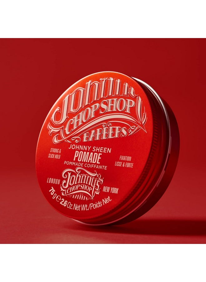 JOHNNY'S CHOP SHOP Original Sheen Men's Hair Pomade Strong & Slick Hold, Moisturizing Oil Blend, Long Lasting High Shine Barber Recommended 2.64 oz