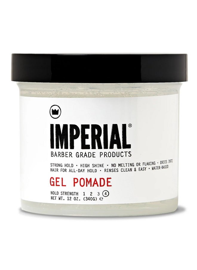 Imperial Barber Grade Gel Pomade - All Day Strong Hold, No Flaking, Water Based, Reactivatable - Natural Men's Hair Styling Product 12oz